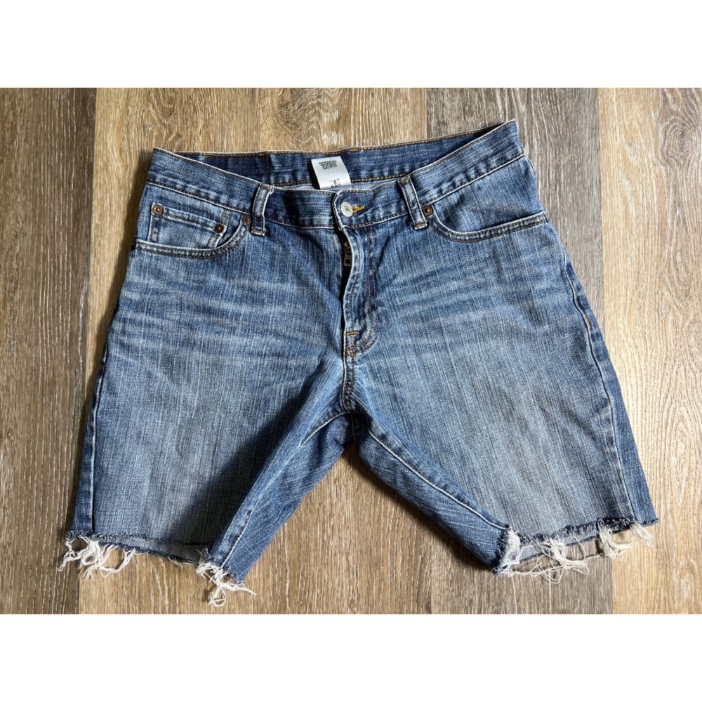 Lucky Brand Denim Shorts Mens 30 Blue Cutoff Raw Hem Classic Fit Gene Montesano